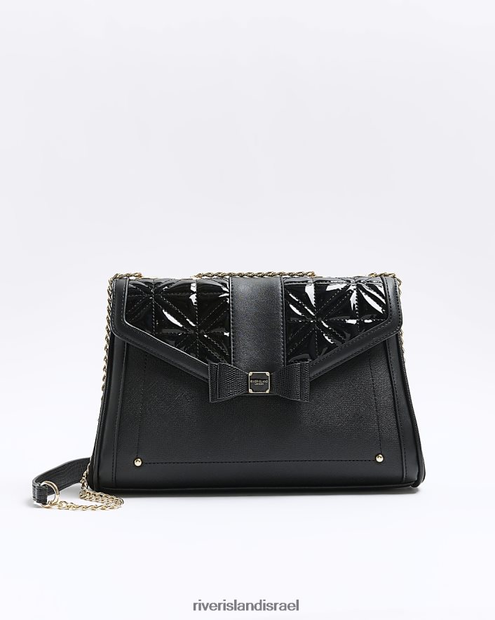 אביזרים River Island תיק כתף עם קשת מרופד שָׁחוֹר נשים BDZ408697