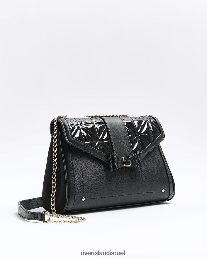 אביזרים River Island תיק כתף עם קשת מרופד שָׁחוֹר נשים BDZ408697
