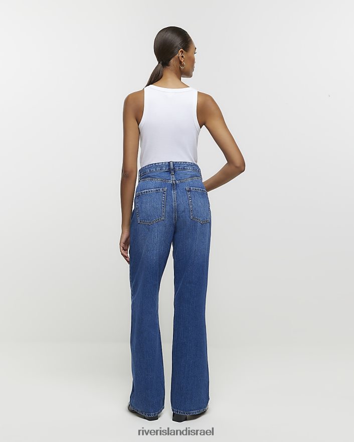 לבוש River Island מכנסי ג'ינס רגועים עם מותניים גבוהים כְּחוֹל נשים BDZ4086