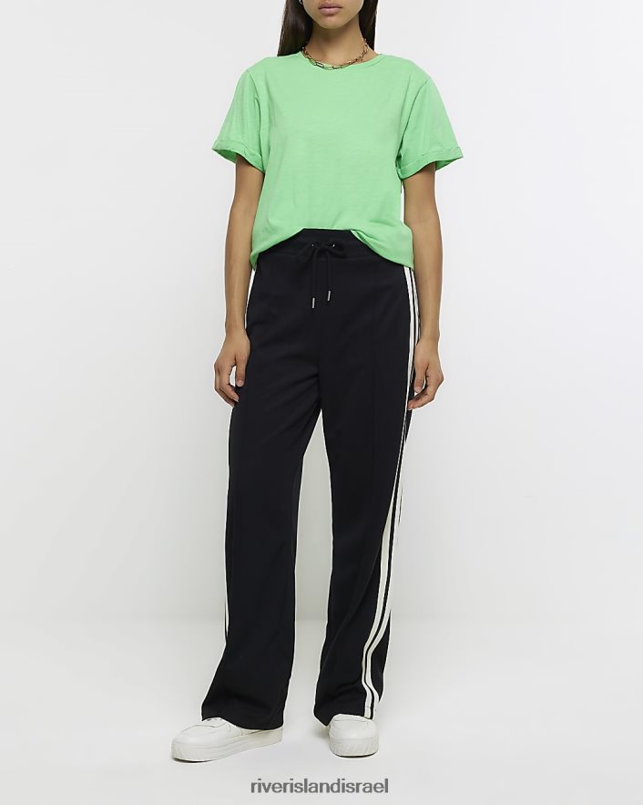 לבוש River Island חולצת טריקו עם שרוולים מגולגלים ירוק נשים BDZ408703