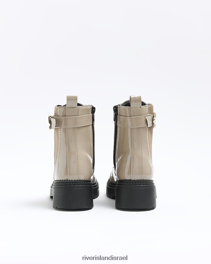 הַנעָלָה River Island מגפי שרוכים עם אבזם פטנט בז' נשים BDZ40870