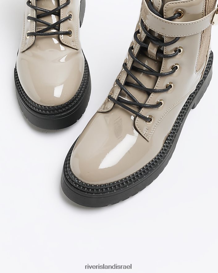 הַנעָלָה River Island מגפי שרוכים עם אבזם פטנט בז' נשים BDZ40870