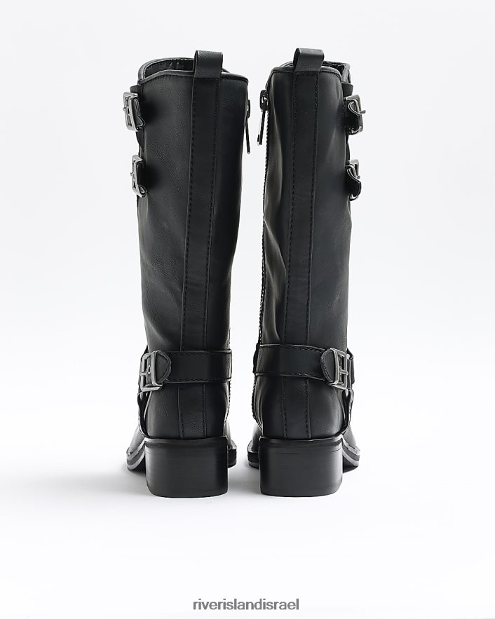 הַנעָלָה River Island מגפי אופנוענים עם רגליים גבוהות שָׁחוֹר נשים BDZ408710