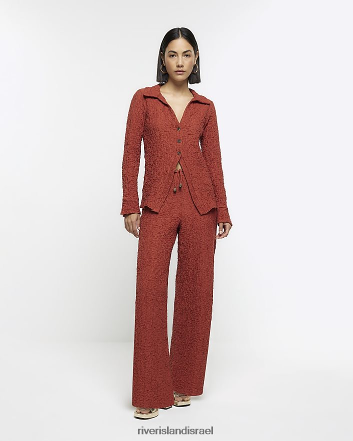 לבוש River Island מכנסיים רחבים עם מרקם חֲלוּדָה נשים BDZ408713