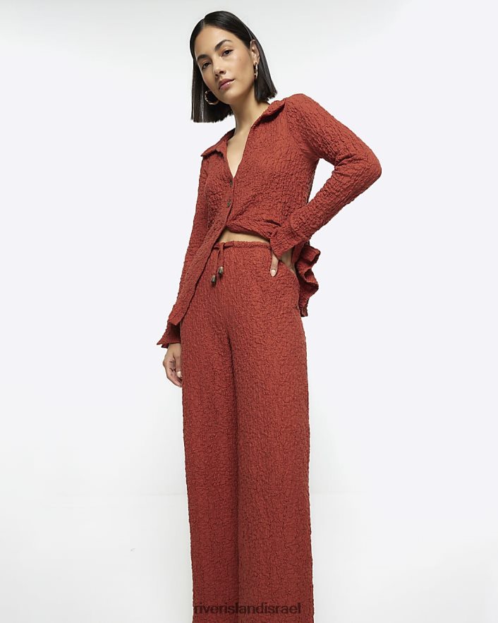 לבוש River Island מכנסיים רחבים עם מרקם חֲלוּדָה נשים BDZ408713