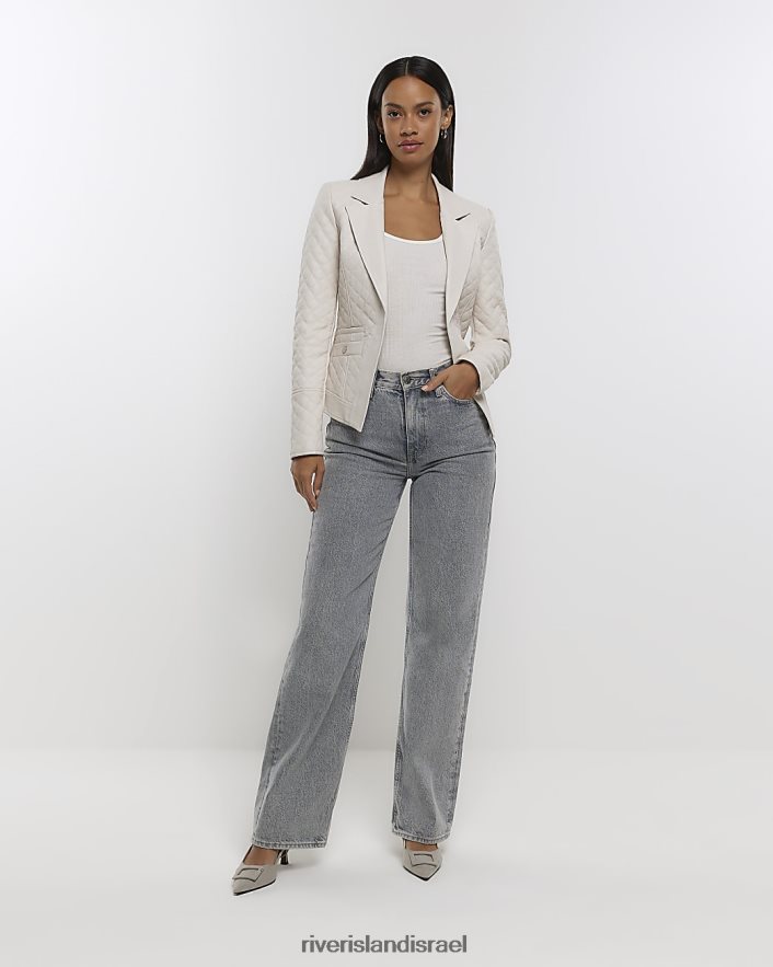 לבוש River Island בלייזר מרופד מעור מלאכותי אֶבֶן נשים BDZ408743