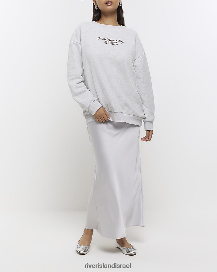 לבוש River Island סווטשירט גרפי של לוס אנג'לס אפור נשים BDZ408754