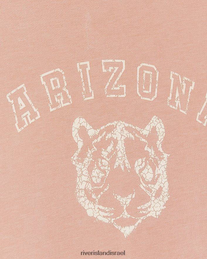 לבוש River Island סווטשירט גרפי אוברסייז אלמוג נשים BDZ408755