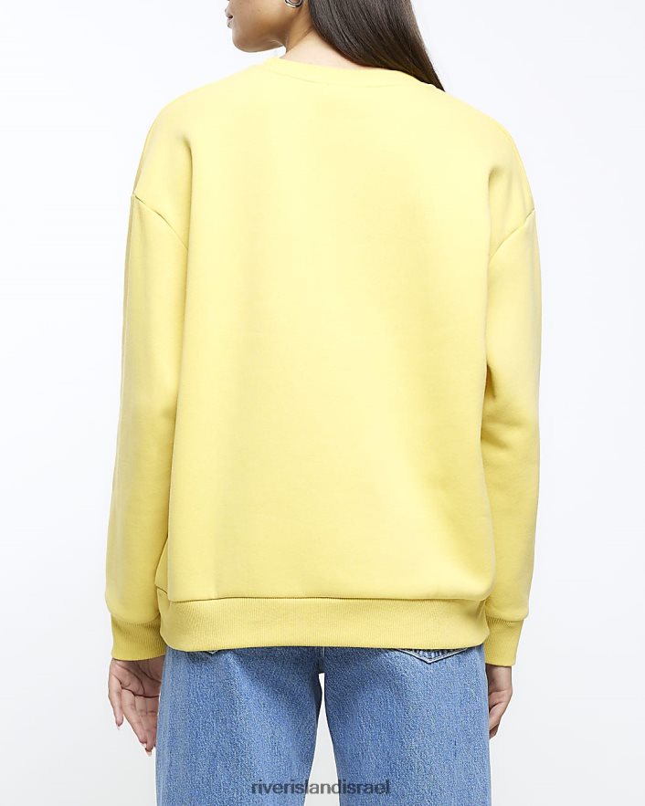 לבוש River Island סווטשירט מעוטר גרפי צהוב נשים BDZ408756