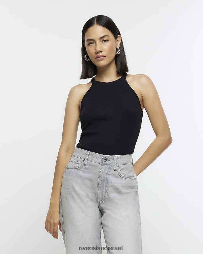 לבוש River Island עליונית של אפוד צווארון רייסר שָׁחוֹר נשים BDZ408762
