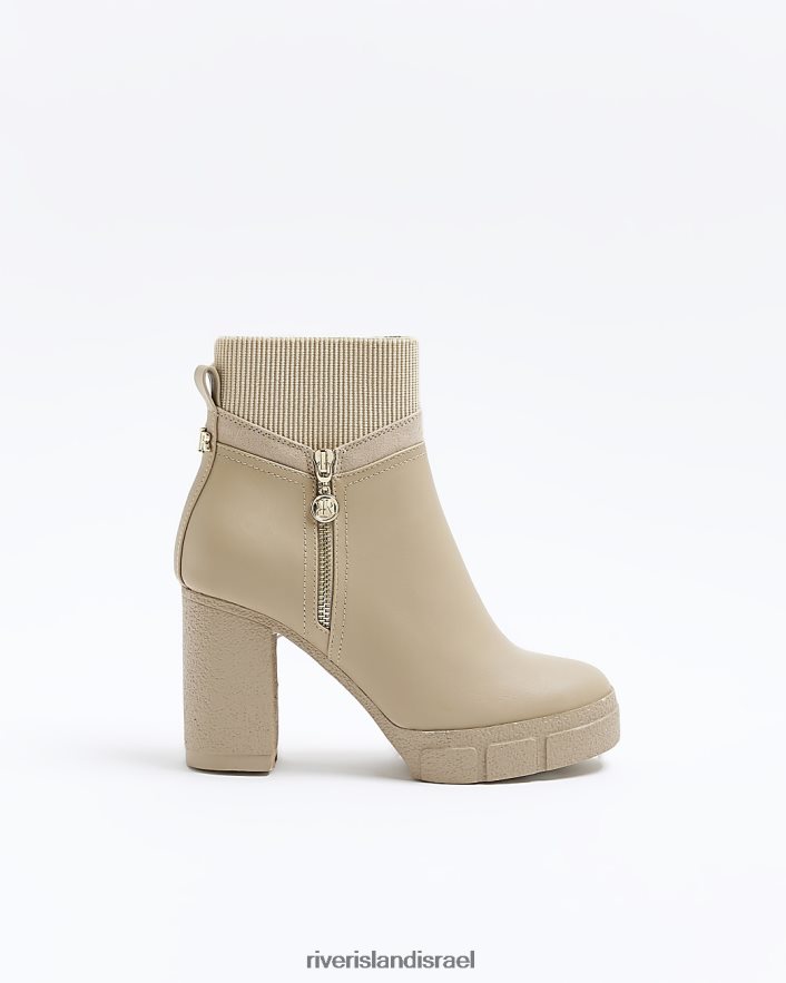 הַנעָלָה River Island מגפונים עם רוכסן צד קרם נשים BDZ408767