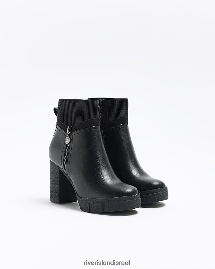 הַנעָלָה River Island מגפונים עם רוכסן צד שָׁחוֹר נשים BDZ408768