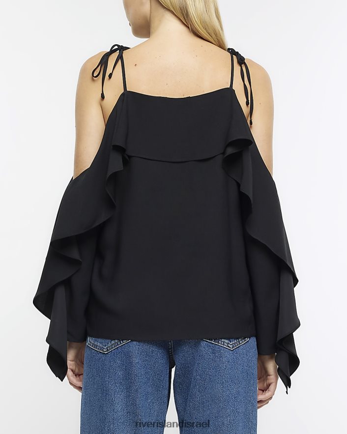 לבוש River Island חלק עליון לכתף קרה שָׁחוֹר נשים BDZ408775
