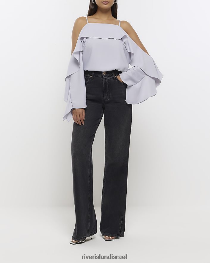 לבוש River Island חלק עליון כתף קר כסף נשים BDZ408776