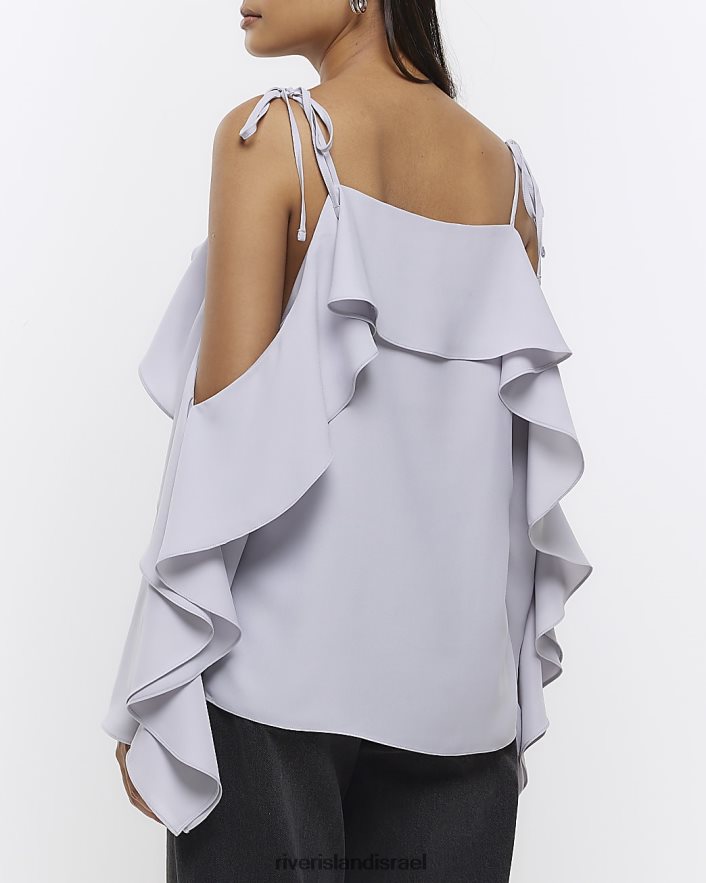 לבוש River Island חלק עליון כתף קר כסף נשים BDZ408776