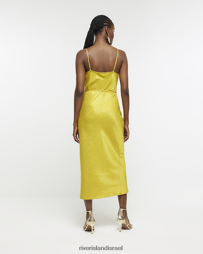 לבוש River Island שמלת מידי סאטן בהדפס בעלי חיים צהוב נשים BDZ408792