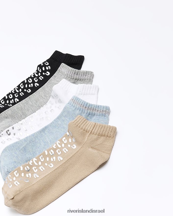 אביזרים River Island גרבי מאמן עם הדפס חיות רב-מארז בז' נשים BDZ408795