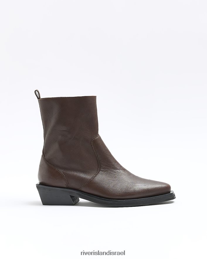 הַנעָלָה River Island מגפי עור מערביים חום נשים BDZ408797