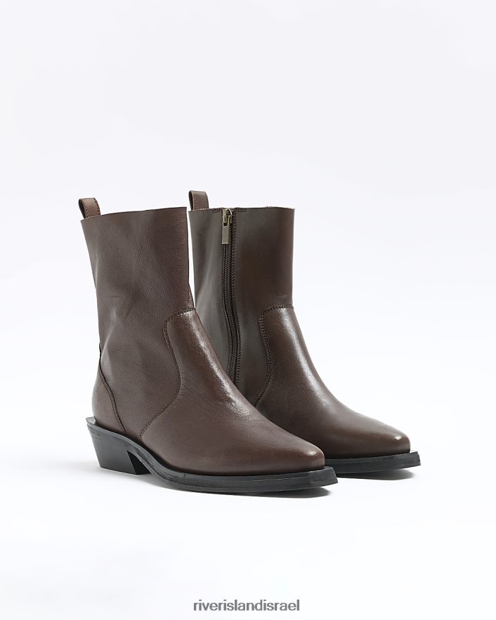 הַנעָלָה River Island מגפי עור מערביים חום נשים BDZ408797