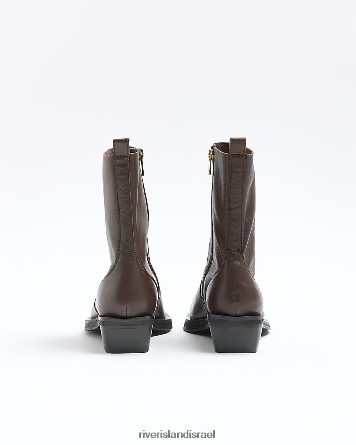 הַנעָלָה River Island מגפי עור מערביים חום נשים BDZ408797
