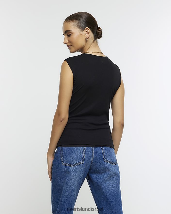 לבוש River Island חלק עליון ללא שרוולים שָׁחוֹר נשים BDZ408809
