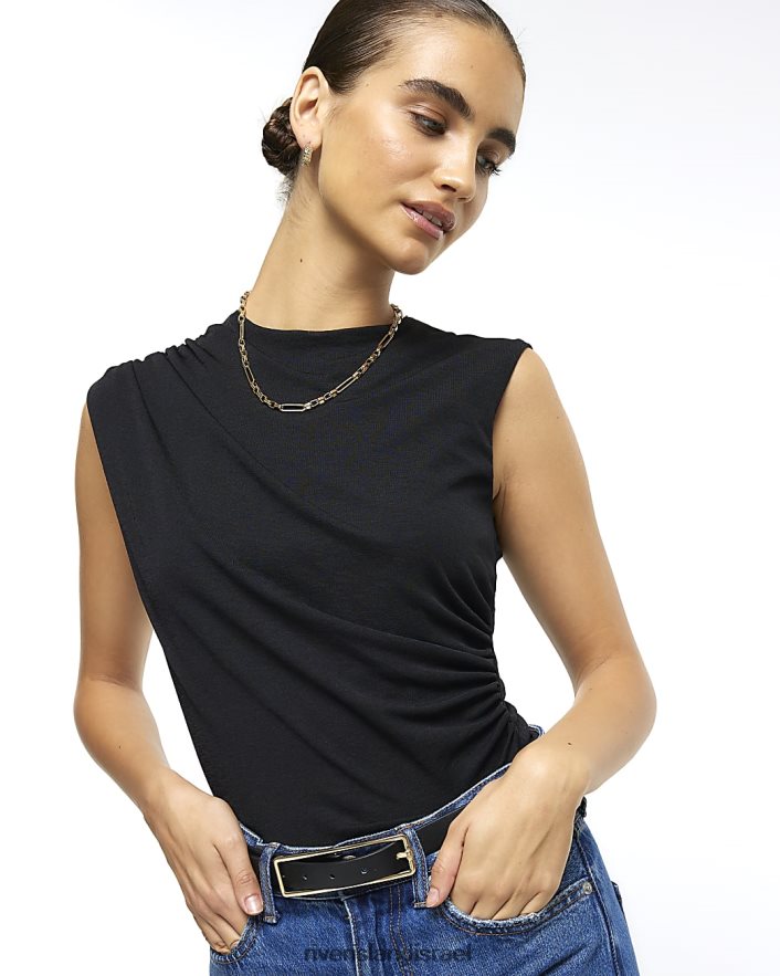 לבוש River Island חלק עליון ללא שרוולים שָׁחוֹר נשים BDZ408809