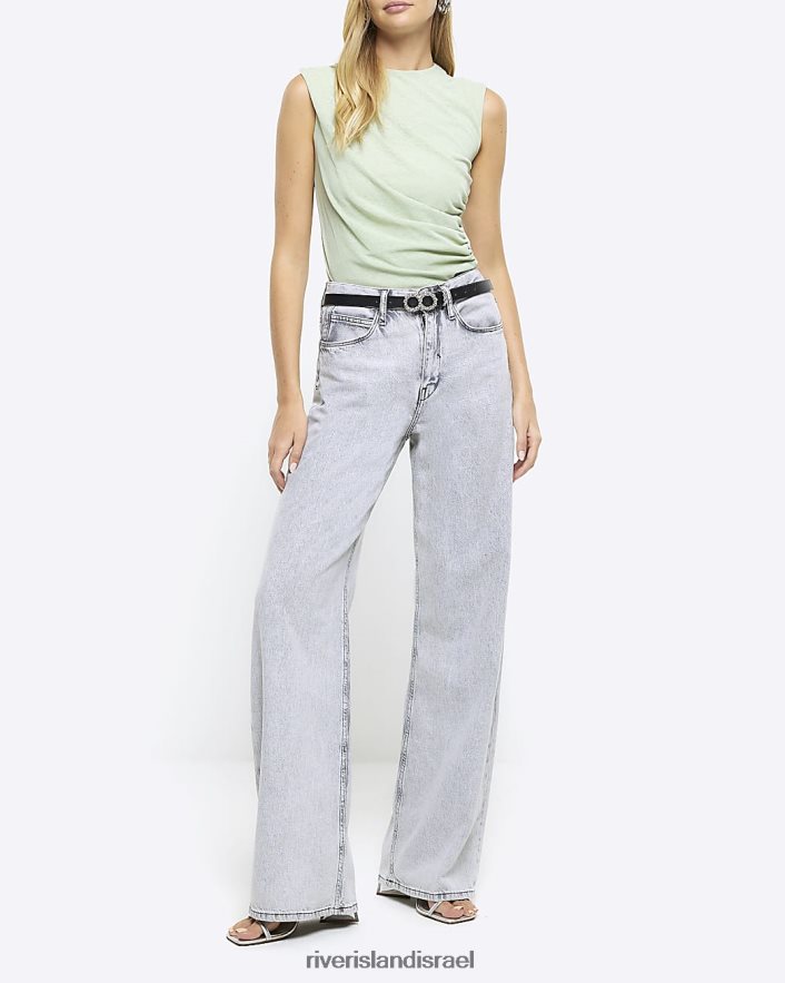 לבוש River Island חלק עליון ללא שרוולים ירוק נשים BDZ408811