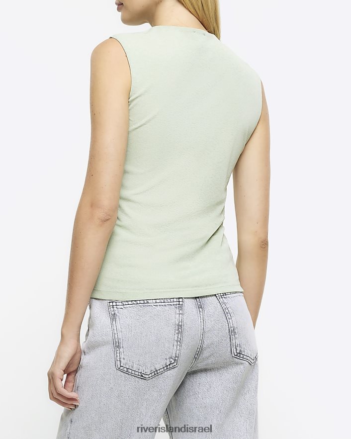 לבוש River Island חלק עליון ללא שרוולים ירוק נשים BDZ408811