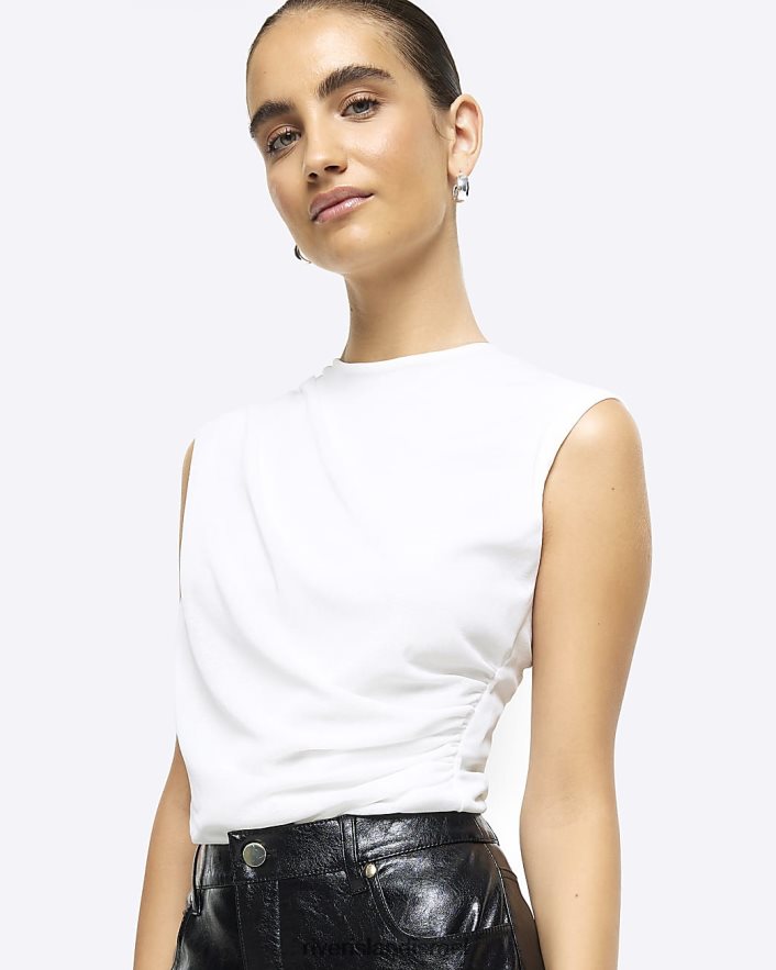 לבוש River Island חלק עליון ללא שרוולים לבן נשים BDZ408813