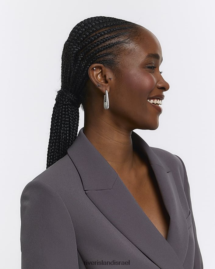 לבוש River Island בלייזר קרופ מובנה אפור נשים BDZ408820