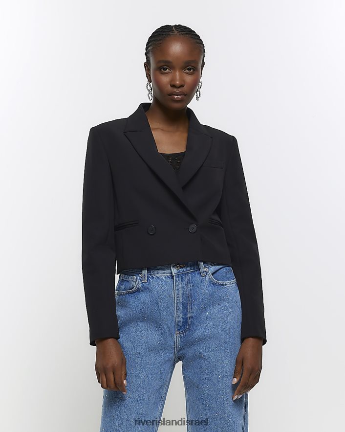 לבוש River Island בלייזר קרופ שָׁחוֹר נשים BDZ408821
