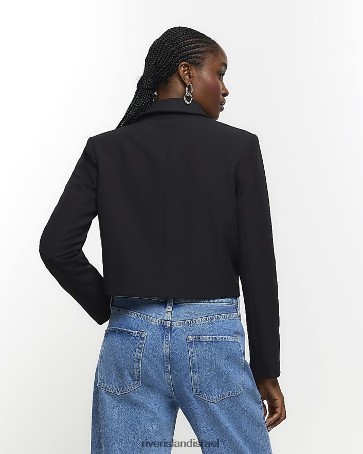 לבוש River Island בלייזר קרופ שָׁחוֹר נשים BDZ408821
