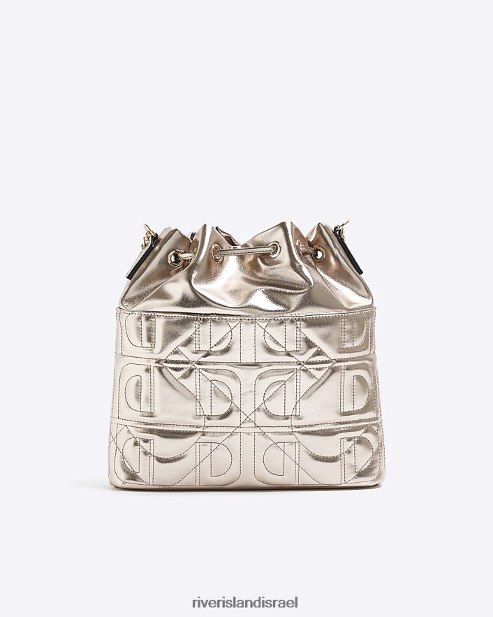 אביזרים River Island תיק כתף שרוך מרופד זהב נשים BDZ408832