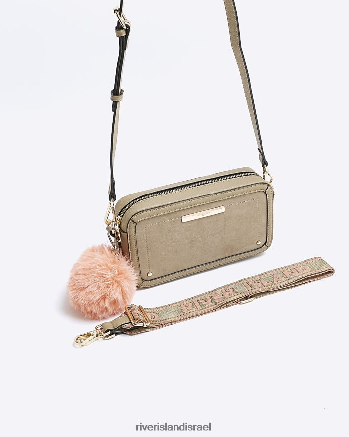 אביזרים River Island תיק פונפון מזמש בז' נשים BDZ408839