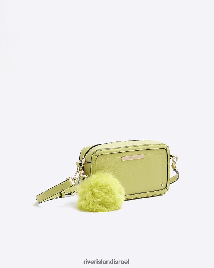 אביזרים River Island תיק פונפון קרוס גוף דמוי עור ירוק נשים BDZ408840