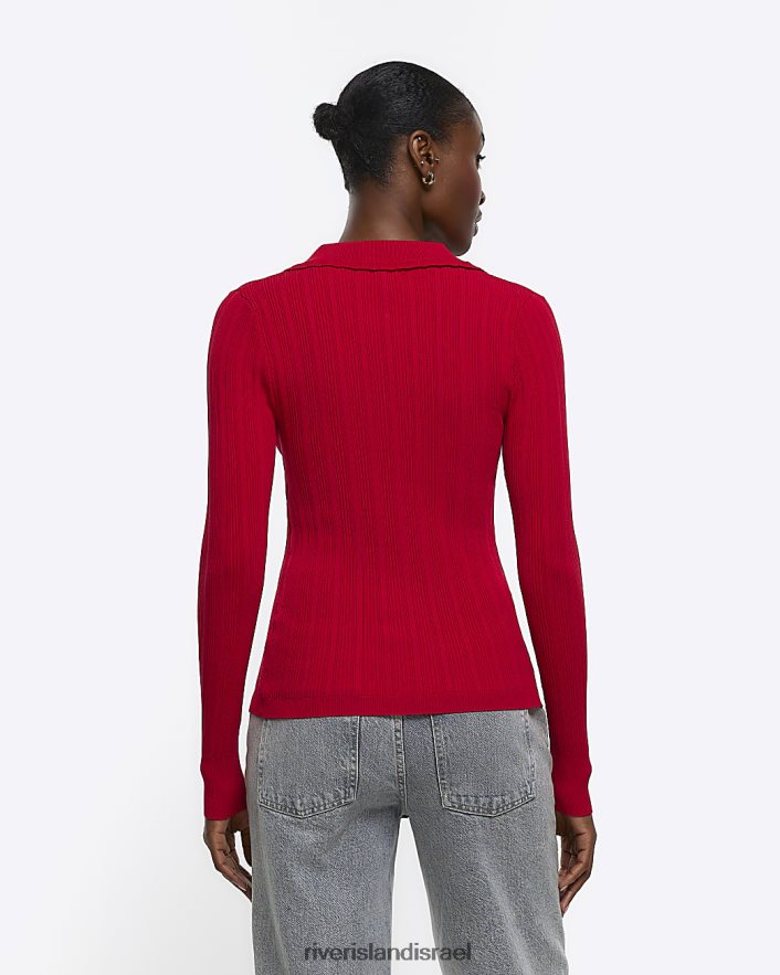 לבוש River Island מגשר מכפלת סקאלופ סרוג אָדוֹם נשים BDZ40884