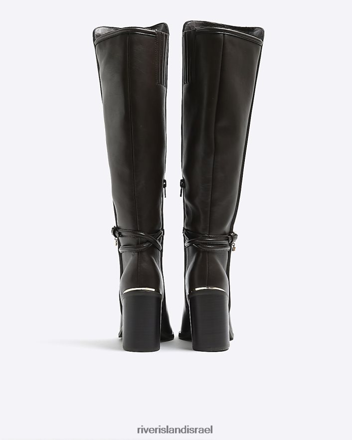 הַנעָלָה River Island אבזם מגפיים עם עקבים גבוהים חום נשים BDZ408850