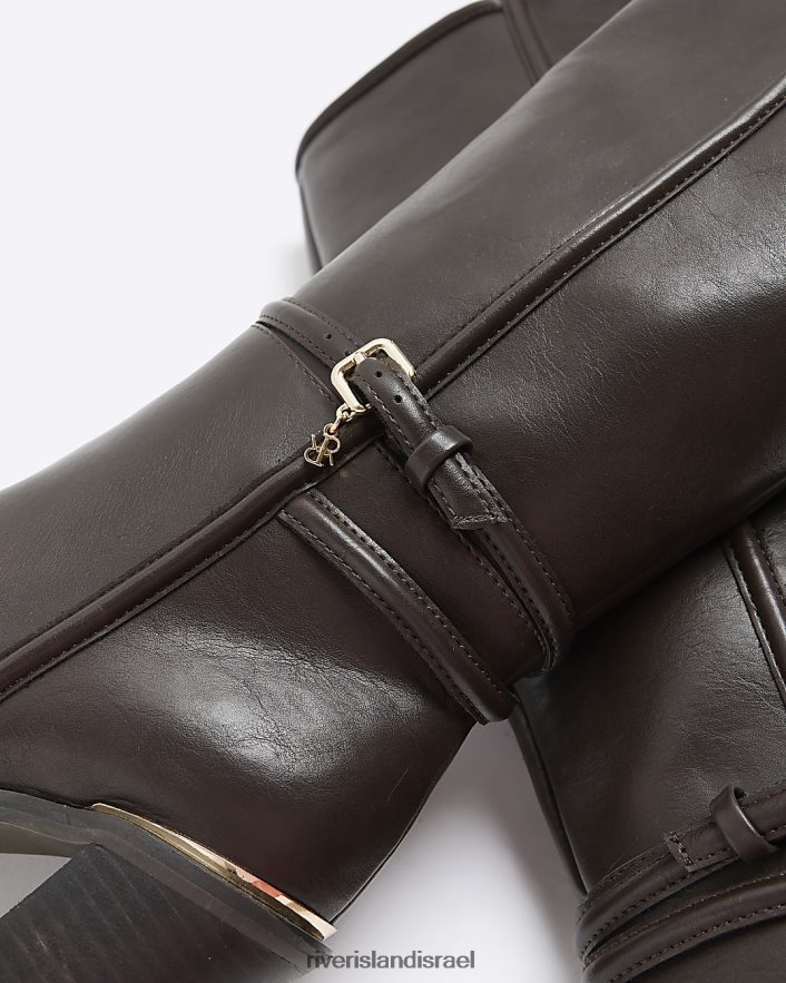 הַנעָלָה River Island אבזם מגפיים עם עקבים גבוהים חום נשים BDZ408850