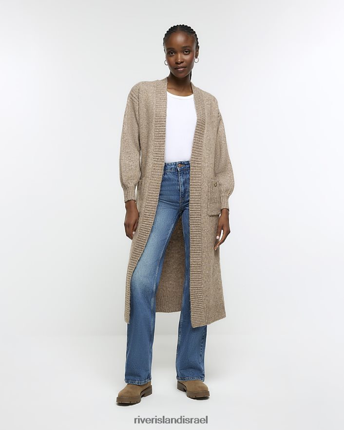 לבוש River Island קרדיגן נעים ארוך חום נשים BDZ408857