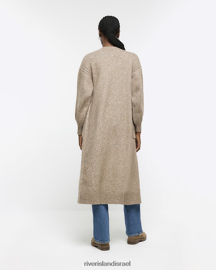 לבוש River Island קרדיגן נעים ארוך חום נשים BDZ408857