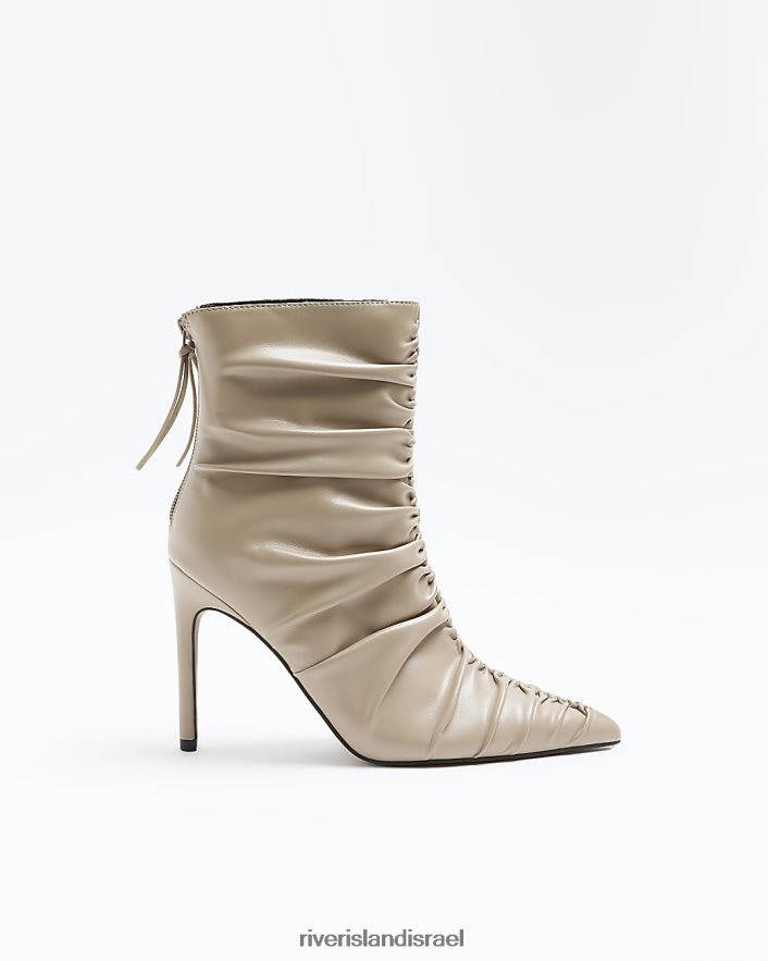 הַנעָלָה River Island מגפונים עם עקב מרופטים בז' נשים BDZ408863