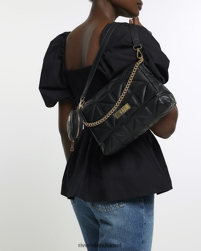 אביזרים River Island תיק קרוס גוף מרופד שָׁחוֹר נשים BDZ408881