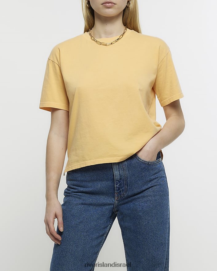 לבוש River Island חולצת טריקו עם שרוולים קצרים תפוז נשים BDZ408891
