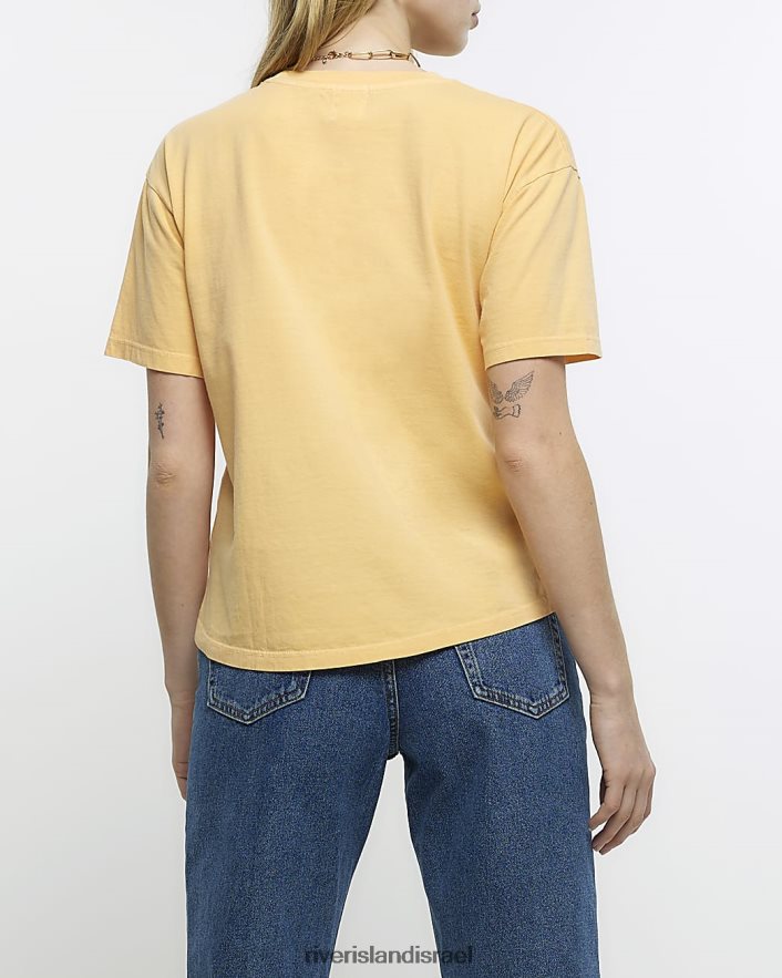 לבוש River Island חולצת טריקו עם שרוולים קצרים תפוז נשים BDZ408891