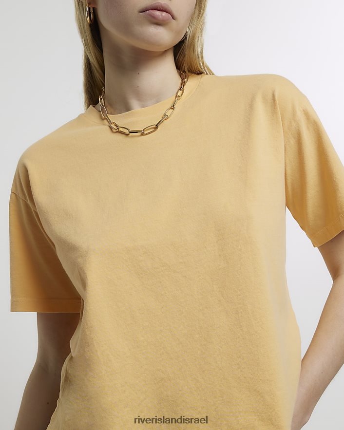 לבוש River Island חולצת טריקו עם שרוולים קצרים תפוז נשים BDZ408891