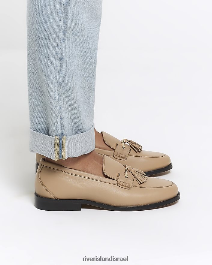 הַנעָלָה River Island מכנסי עור ציצית בז' נשים BDZ408899