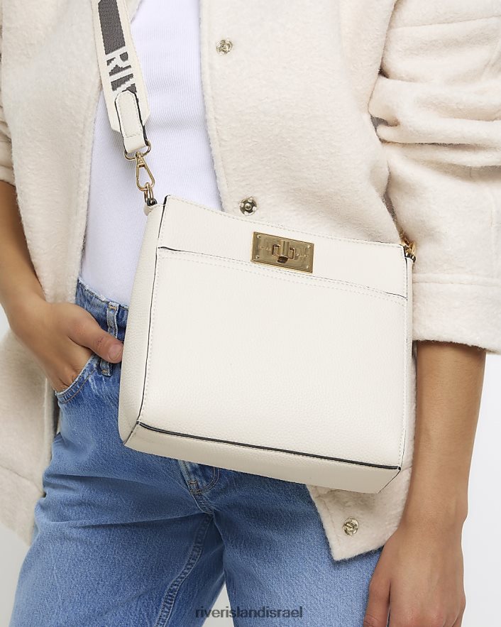 אביזרים River Island תיק צולב גוף שליח מנעול קרם נשים BDZ408908