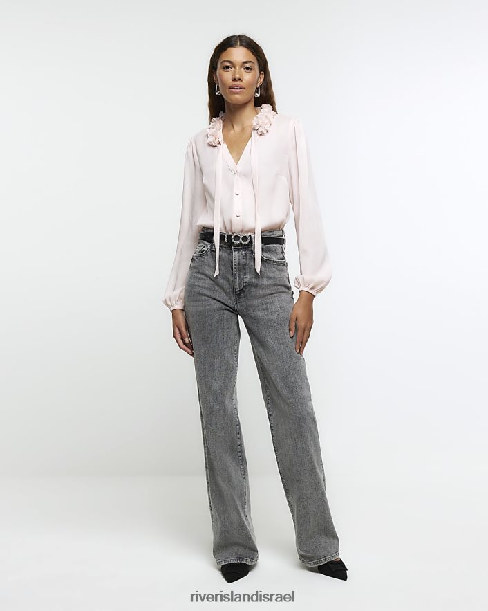 לבוש River Island חולצת שיפון קורז' וָרוֹד נשים BDZ40890