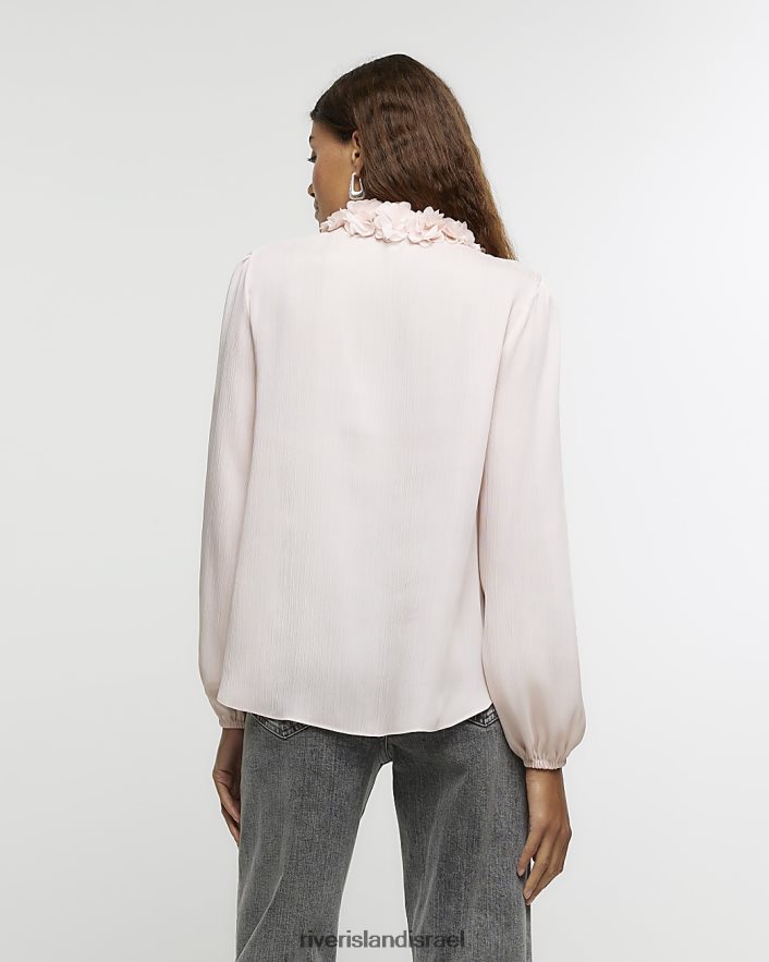 לבוש River Island חולצת שיפון קורז' וָרוֹד נשים BDZ40890