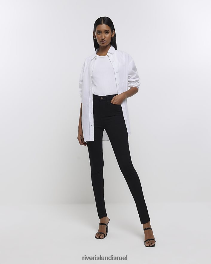 לבוש River Island ג'ינס סקיני בגזרה גבוהה שָׁחוֹר נשים BDZ408910